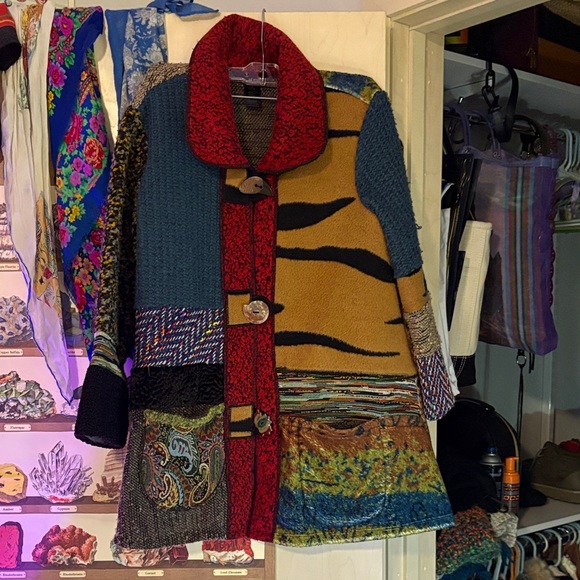 Ali Miles Jackets & Blazers - Ali Miles Multicolor Patchwork Women's Coat